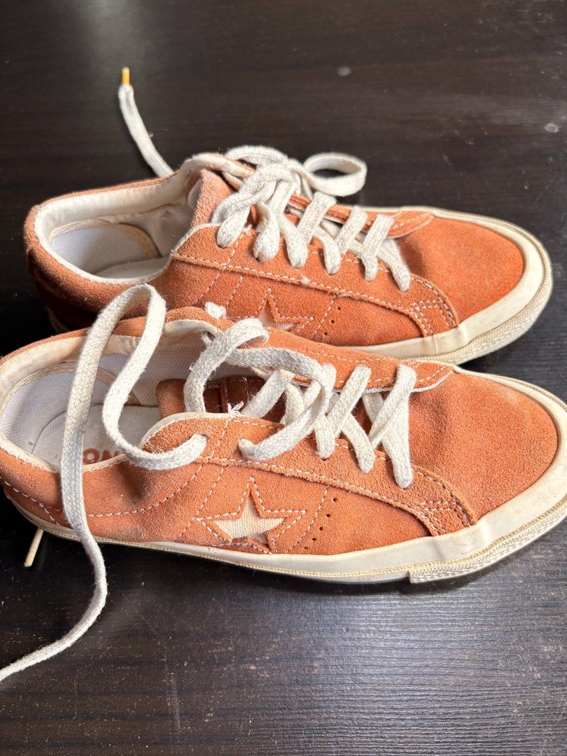 Converse One Star Orange Suede Sneakers (Category: Sneakers) located in Manila. Submitted by declutter.jasmin (Listing ID 1425065147, Image 2). Description: Converse One Star Orange Suede 3 mens 5 womens 22 cm Need wash hindi na nagamit naka tambak nalang .