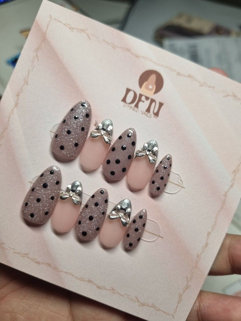 Handmade Press on nails DFN Studio Nails - Polka Dot Press-On Nails (Category: Hands & Nails) located in Antipolo. Submitted by mgatingz (Listing ID 1425123693, Image 1). Description: D'fined nails press on nails ✨ 💅🏻 Complete kit with 5 piece application kit - Korean jelly tabs - wooden pusher - nail glue - alcohol wipes - mini nail file ‼️this is pre order 2 - 3 days via orange app check out 🚚 Can ship immediately the next day if placed orde