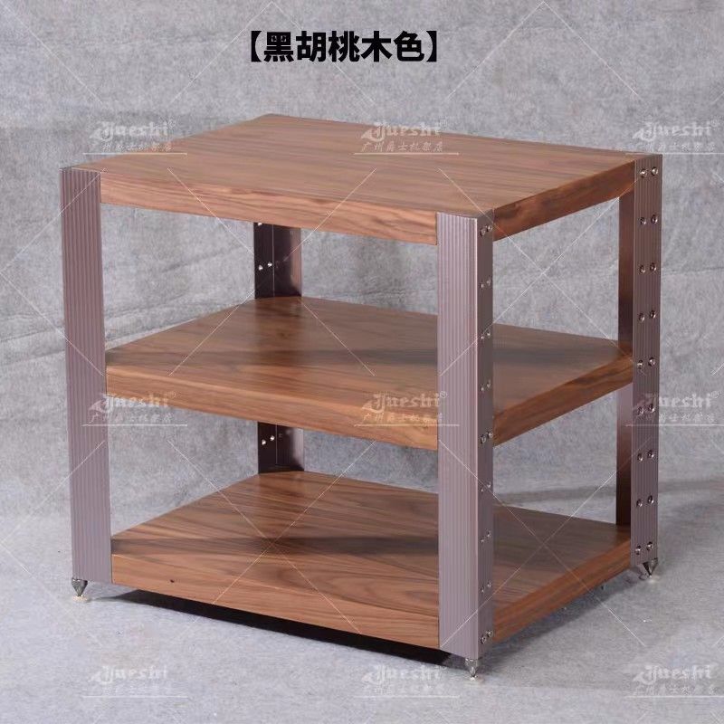 E630 Walnut Wood & Aluminium Audio Rack