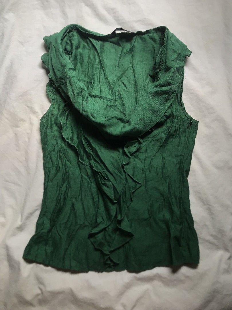 Green Ruffle Cowl Neck Top (Category: Sleeveless) located in Manila. Submitted by _sofetch (Listing ID 1425086484, Image 1). Description: super pretty & chick when worn light material .