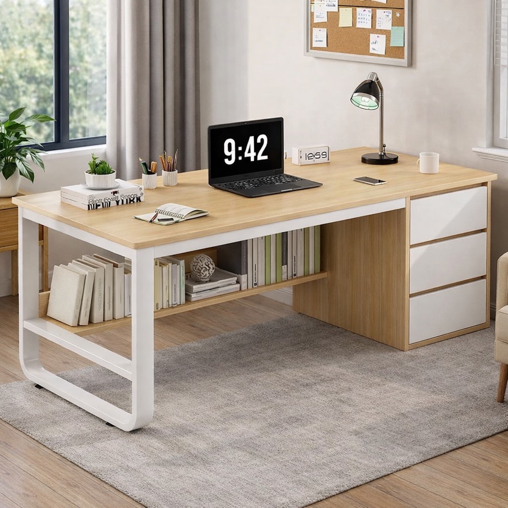 Home Office Writing Study Desk Table | Storage Drawer Computer Desk ...