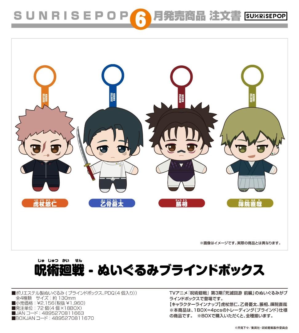 Jujutsu Kaisen Plush Blind Box (Category: Plushies & Soft Toys) located in Quezon City. Submitted by _otakumd (Listing ID 1425211715, Image 1). Description: [RESERVED] ✨ split ✨ Jujutsu Kaisen Plush Blind Box 🏷️850 each all-in 📣1 set available for 3400 all-in SET 1 - SECURED Yuji Itadori ❌ Yuta Okkotsu ❌ Choso ❌ Naoya Zenin ❌ SET 2 - SECURED Yuji Itadori ❌ Yuta Okkotsu ❌ Choso ❌ Naoya Zenin ❌ SET 3 - SECURED Yuji Itadori ❌ Yuta Okkotsu ❌ Choso 