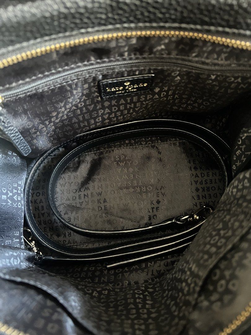 Kate Spade New York Black Leather Handbag (Category: Luxury Bags & Wallets) located in Taguig. Submitted by fullestcloset (Listing ID 1425098721, Image 3). Description: Only stored Never been used out. Bought 7 years ago. Has no issues ⭐️.