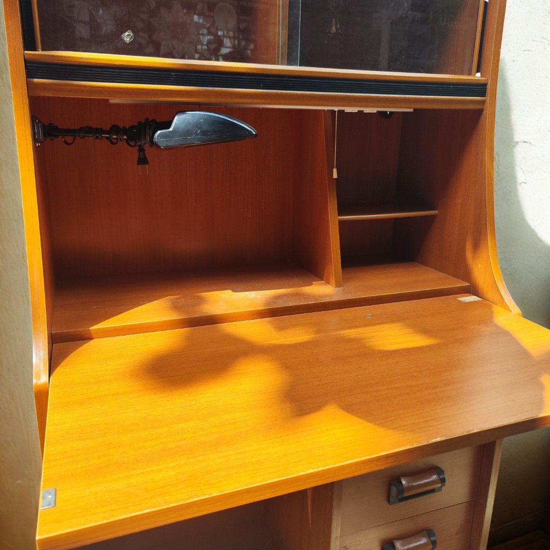 Lowest Price ‼️ Complete Set Solid Wooden Study Table | Attached Lamp and Cabinet | Student Table (Category: Tables & Sets) located in Malabon City. Submitted by mimi_shops (Listing ID 1425134729, Image 3). Description: Solid Wood Secretary Desk / Study Table with Built-in Cabinet & Lamp 🍀 All-in-One Study Table and Cabinet is perfect for condo living, small bedrooms, or home offices. It features a classic mid-century look that fits perfectly wi