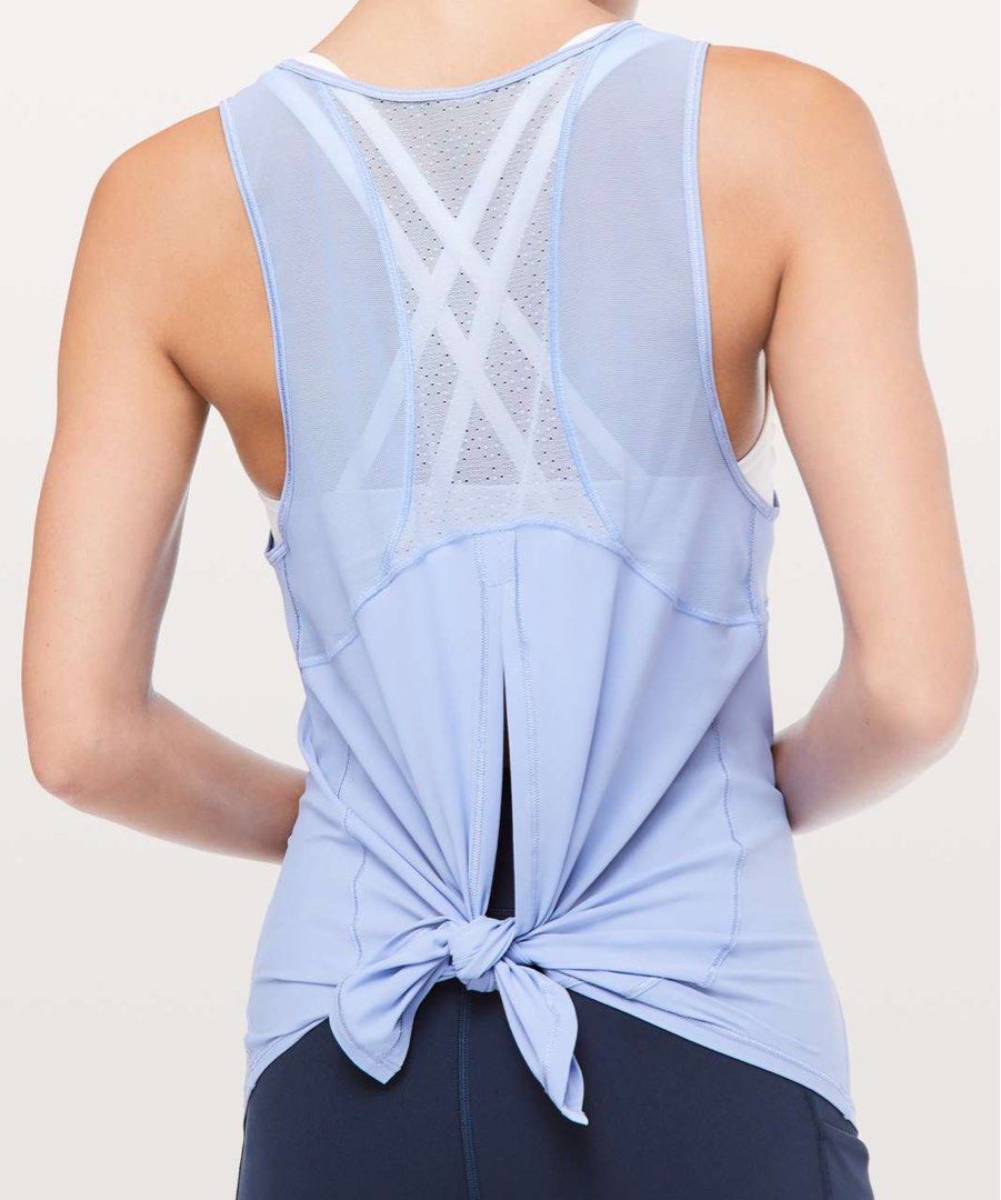 Lululemon Sculpt Tank Tie Back Top (Category: Activewear) located in Las Pinas. Submitted by bznic (Listing ID 1425073952, Image 2). Description: RFS: was supposed to be a gift but I got the wrong size COLOR: Hydrangea Blue SIZE: 4 Original Price: USD 58 New Price: 3,400 Your favourite tank just got cooler. This lightweight tank gives you the breezy coverage you love, with a split back that easily ties up when the intensity increases. Fabric is s
