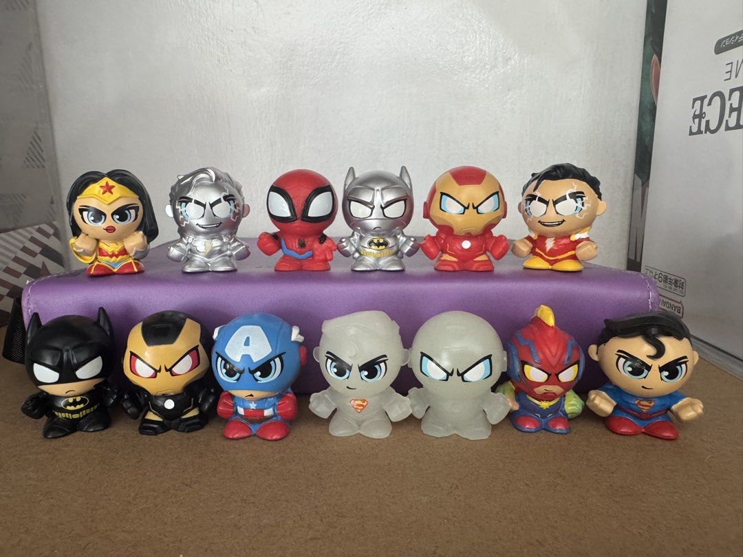 MARVEL X DC CAPSTARS - COLLECTIBLE FIGURES (Category: Figurines & Statues) located in Santa Ana. Submitted by tokiotokio (Listing ID 1425203947, Image 1). Description: 199 EACH FREE SHIPPING - if 5 pcs and up of purchase FREE SHIPPING - TAKE ALL They feature various characters from the DC and Marvel universes. These figures can be collected, displayed, or used as pencil toppers. They are typically sold in blind boxes, each containing one of multi