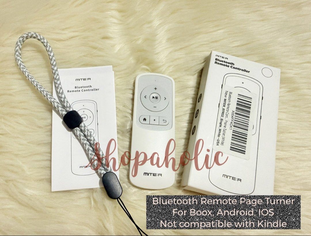 Miter Bluetooth Remote Control Page Turner for Boox / Android / IOS (Category: E-Readers) located in Caloocan City. Submitted by shopaholic.nej (Listing ID 1425057875, Image 1). Description: Brand new. Authentic. MITER Bluetooth Remote Control Page Turner Clicker for Boox, e-Reader, TikTok Scrolling, YouTube Shorts, Reels, Camera, for iOS iPad iPhone, Android Galaxy Phone Tablet (White) - NOT COMPATIBLE WITH KINDLE 📍North Caloocan 💰Gcash / BPI 