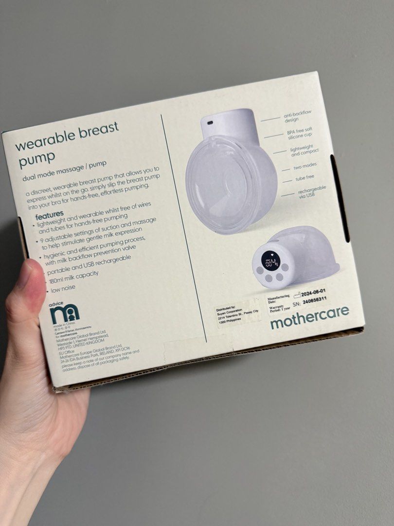 Mothercare Wearable Breast Pump (Category: Breastfeeding & Bottle Feeding) located in Quezon City. Submitted by ketch10 (Listing ID 1425117937, Image 2). Description: Never opened Sealed Brand new .