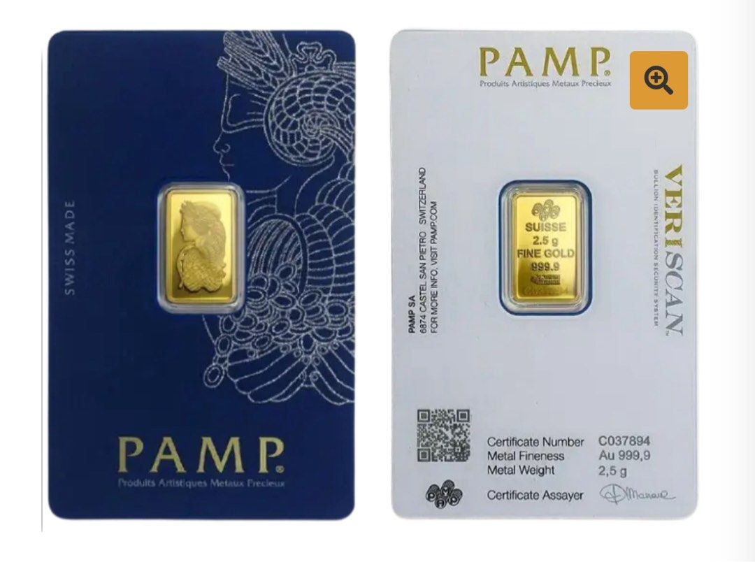 PAMP Suisse Gold Bar (Category: Currency) located in Quezon City. Submitted by jzjewelries (Listing ID 1425112285, Image 3). Description: 💰BUY NOW! Your future self will thank you! Available in: 1g - 14,999 2.5g - 34,999 999.9 Pure Swiss Gold PAMP Veriscan Assay Card Globally Recognized Investment-Grade Gold Bullion Legally Acquired Swiss Investment Gold - Can be picked up at our Physical Shop (China City Gold Center, Ongpin) - Shipping via LBC 