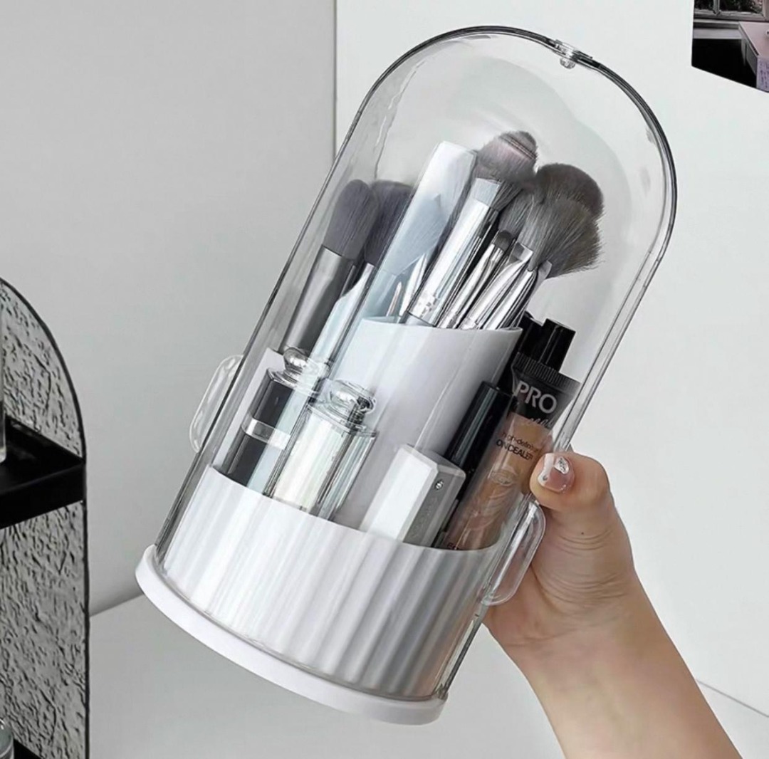️SG SELLER ️ 360 Rotating Box Makeup Brush Organizer Box (12cm*12cm*23 ...