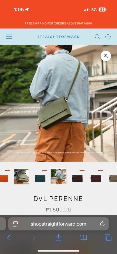 Straightforward DVL Perenne Sling Bag (Category: Luxury Bags & Wallets) located in Mandaluyong City. Submitted by polaming (Listing ID 1425228194, Image 2). Description: - Brand new Straightforward DVL Perenne Sling Bag - Crossbody style - Minimalist design - Army green color.