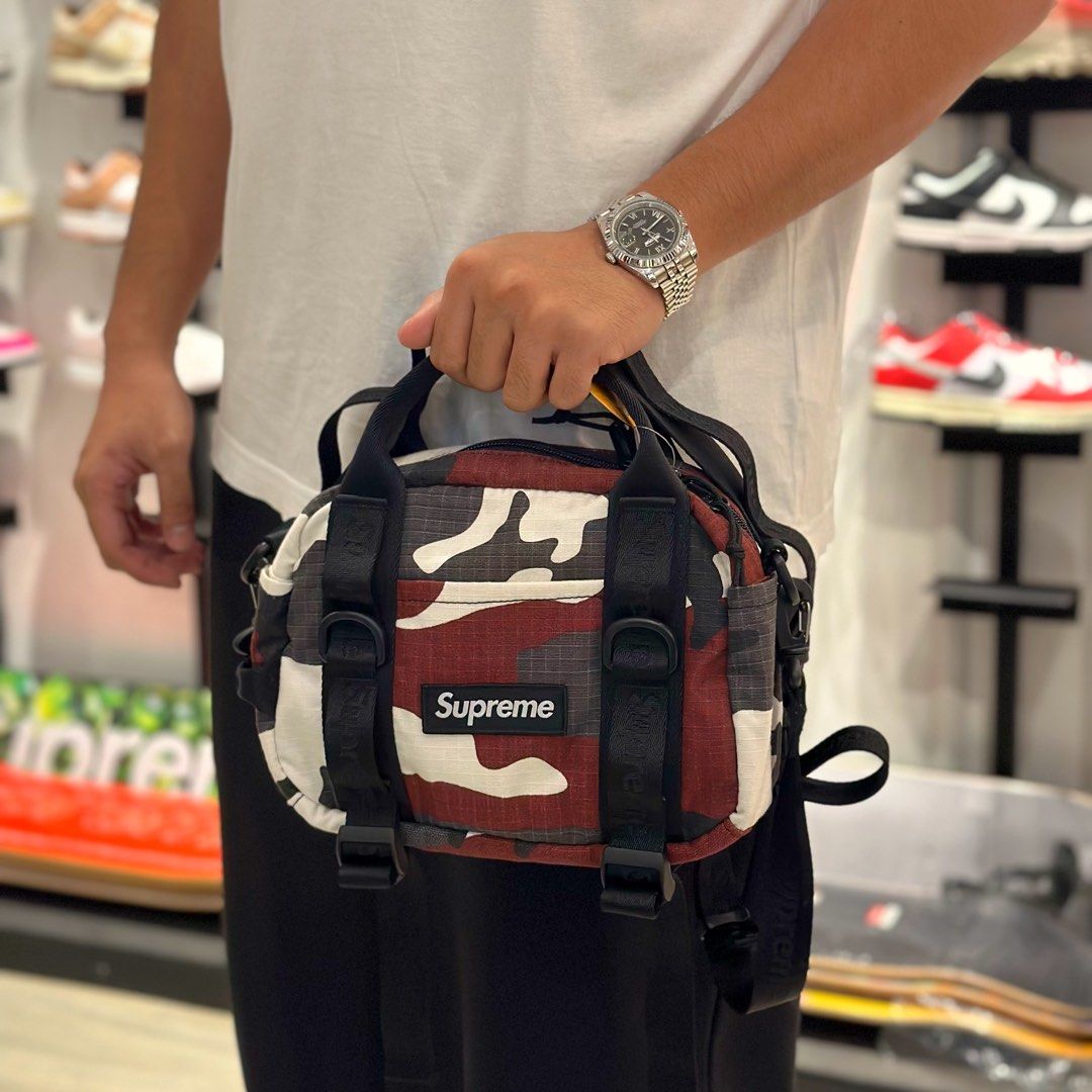 Supreme SS26 Mini Duffle Bag Red Camo, Men's Fashion, Bags, Sling