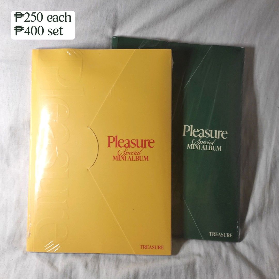 Treasure Pleasure Special Mini Album (Category: CDs & DVDs) located in Caloocan City. Submitted by anndraea (Listing ID 1425218001, Image 1). Description: TREASURE Pleasure Mini Album ₱250 each ₱400 set ₱150 unsealed yellow ver - complete inclusion 📍 Manila MOD: J&T/Lalamove RFS: Quitting.