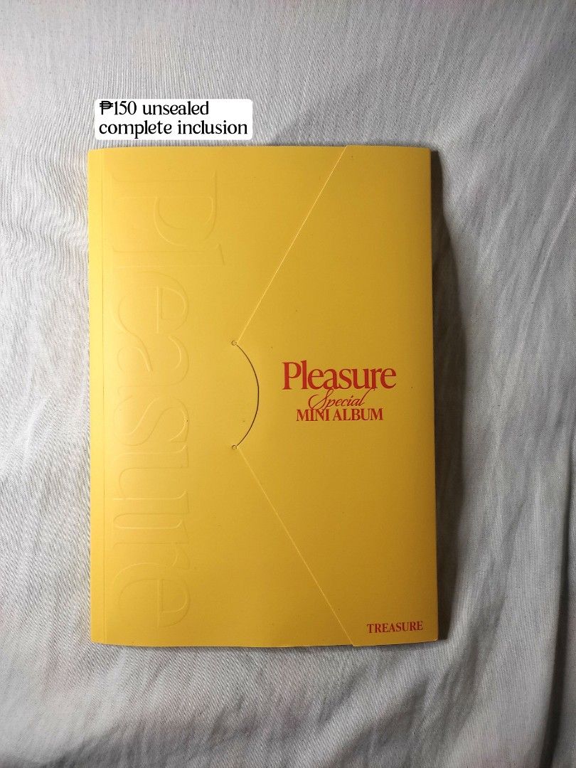 Treasure Pleasure Special Mini Album (Category: CDs & DVDs) located in Caloocan City. Submitted by anndraea (Listing ID 1425218001, Image 2). Description: TREASURE Pleasure Mini Album ₱250 each ₱400 set ₱150 unsealed yellow ver - complete inclusion 📍 Manila MOD: J&T/Lalamove RFS: Quitting.