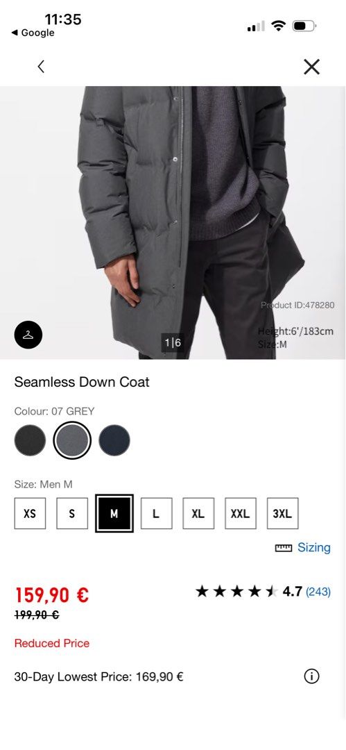 Uniqlo Men Seamless Down Long Coat Grey (Category: Coats, Jackets and Outerwear) located in Quezon City. Submitted by wuppinn (Listing ID 1425216374, Image 3). Description: •Detachable hood •Mid-length •Used twice only •With discoloration at the zipper •Drycleaned every after use •RFS: Outgrown •Sold out in any Uniqlo stores in PH now • Being sold at € 159.90 online or Php 10,904 •Originaly bought it for worth Php 12,000 in PH •Dry cleaned alread
