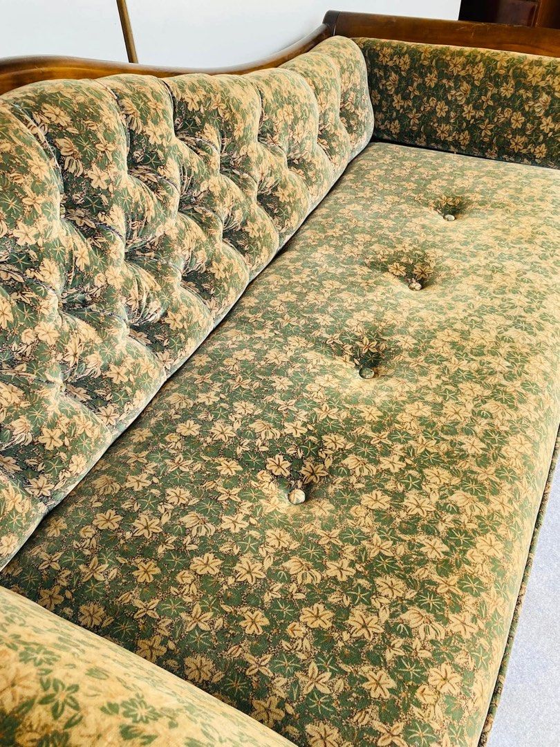 Vintage Floral Chaise Lounge Sofa (Category: Sofas) located in Manila. Submitted by francinefurnies (Listing ID 1425114341, Image 3). Description: “JAPAN SURPLUS” VINTAGE ELEGANT CHAISE SOFA WITH SOLIHIYA ACCENT Size: 61L” x 29W” x 16Sh” x 24H” inches (AS-IS ITEM) IN GOOD CONDITION.