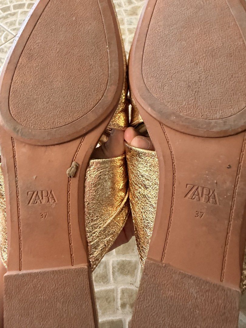 Zara Gold Knot Mules Size 37 (Category: Flats & Sandals) located in Cebu City. Submitted by greatstuffshopper (Listing ID 1425114028, Image 3). Description: .