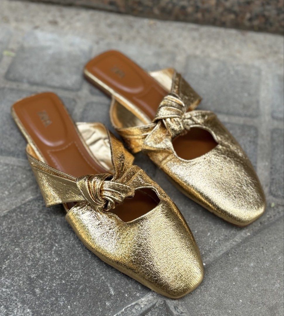Zara Gold Knot Mules Size 37 (Category: Flats & Sandals) located in Cebu City. Submitted by greatstuffshopper (Listing ID 1425114028, Image 2). Description: .