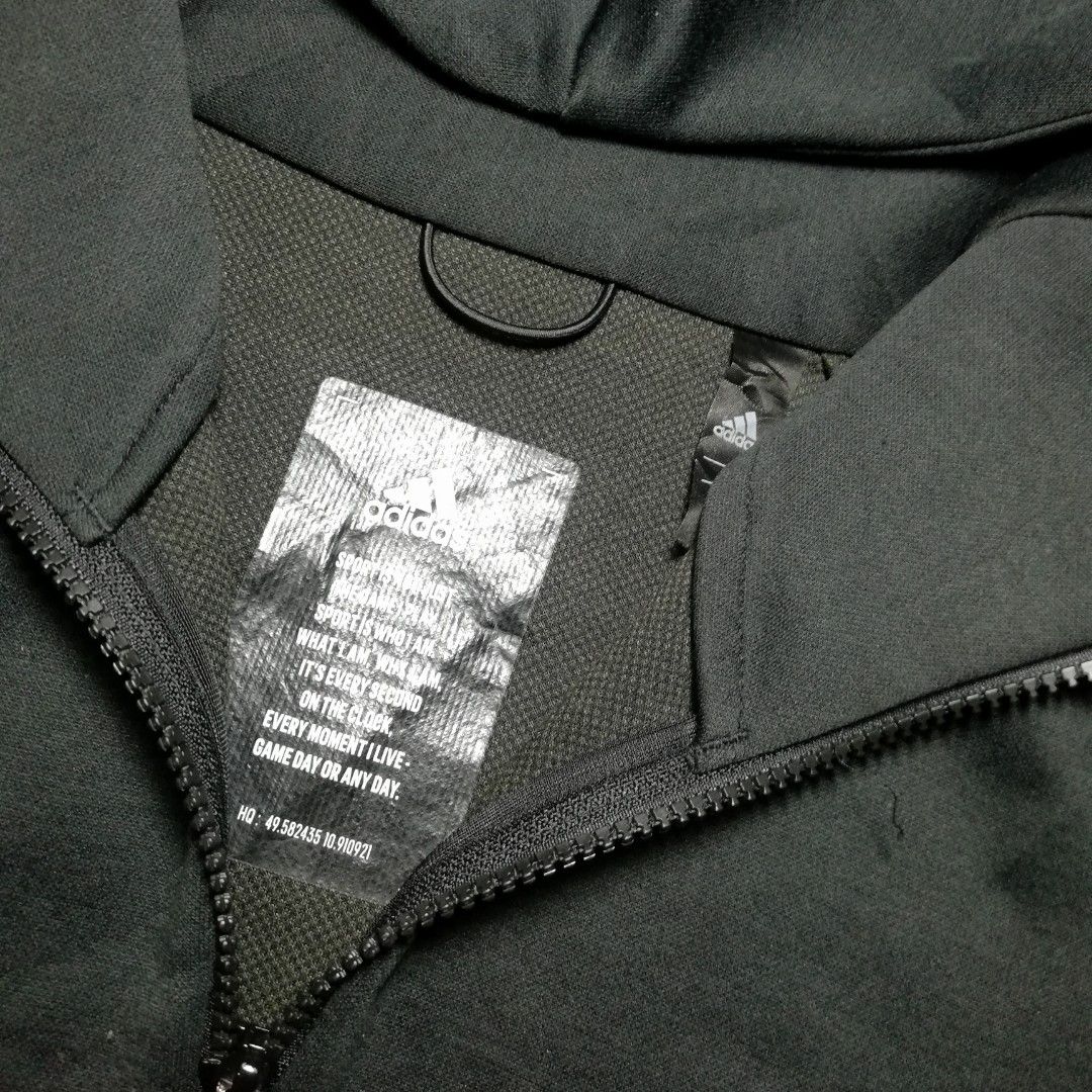Adidas Black Full Zip Hoodie (Category: Hoodies) located in Cadiz. Submitted by hunteer (Listing ID 1425382825, Image 3). Description: For Sale! ‎ ‎ ‎ ‎Adidas ZNE Fast Release Regular Zip-Up Hoodie ‎ ‎ ‎ ‎• Like New Condition, 9.5 out of 10 color rate ‎ ‎• 61% Polyester, 39% Recycled Polyester Double knit ‎ ‎• Legit, check tags for authenticity ‎ ‎• Color: Black ‎ ‎• Issue: Need Wash, Minor lint ‎ ‎• Ready for shipping, fix price ‎ ‎• See photos 