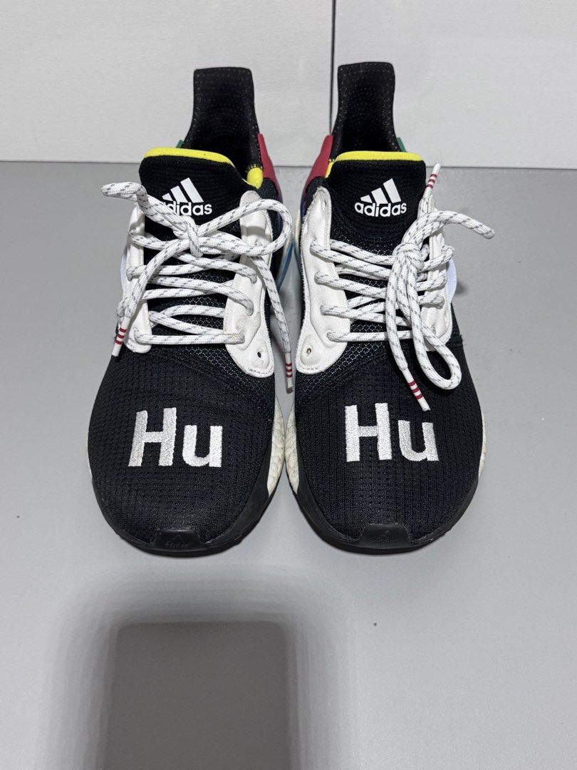 Adidas Human Race Solar Hu Black (Category: Sneakers) located in Caloocan City. Submitted by nuoph (Listing ID 1424642986, Image 2). Description: Rare Adidas x Pharrell Williams Purchased sa Japan Used few time US 8 for men / US 9 for women No box SRP 10k+ Selling for only 4,900 FREE acrylic shoe case.