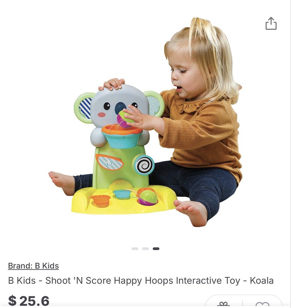 B Kids Shoot 'N Score Happy Hoops Interactive Toy - Koala (Category: Kids Toys) located in Quezon City. Submitted by s.cl0set (Listing ID 1425411920, Image 3). Description: Originally comes with 2 balls, but only one ball is available. .