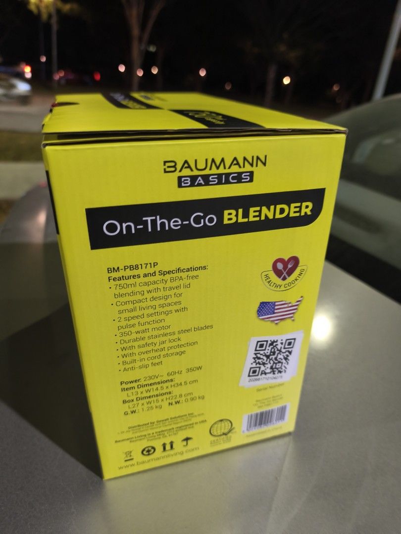 Baumann Basics On-The-Go Blender (Category: Juicers, Blenders & Grinders) located in Santa Rosa. Submitted by linodajab (Listing ID 1425409660, Image 2). Description: Brand New Baumann Portable Blender Model - Basics On-The-Go Blender BM-PB8171P RFS: not needed Loc: Santa Rosa Laguna .