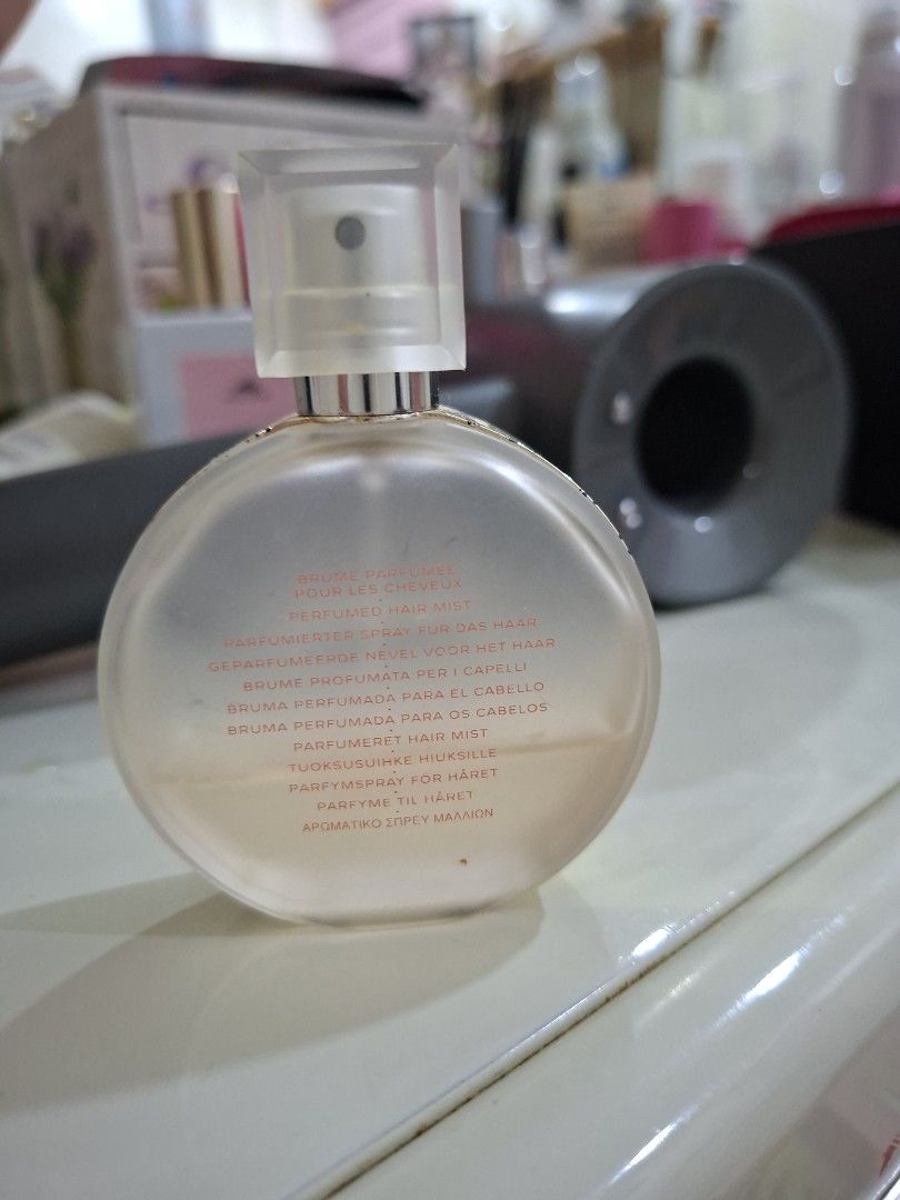 Chanel Chance Eau Vive Hair Mist (Category: Fragrance & Deodorants) located in Manila. Submitted by madtb (Listing ID 1425434489, Image 2). Description: Chanel Chance Eau Vive Hair Mist. This hair mist is designed to lightly scent the hair. The bottle has a round shape with a clear cap. The label indicates it is made in France. The product name and brand are clearly visible on the bottle. 💯 authentic .