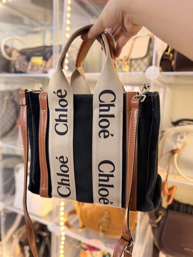 Chloe Woody Tote Bag (Category: Luxury Bags & Wallets) located in Mandaue City. Submitted by handpickedfinds (Listing ID 1425318495, Image 1). Description: Chloe hand bag/sling (2 way) Used up to thrice only Bought this in Hong Kong Very nice quality Tote style (no zipper closure).