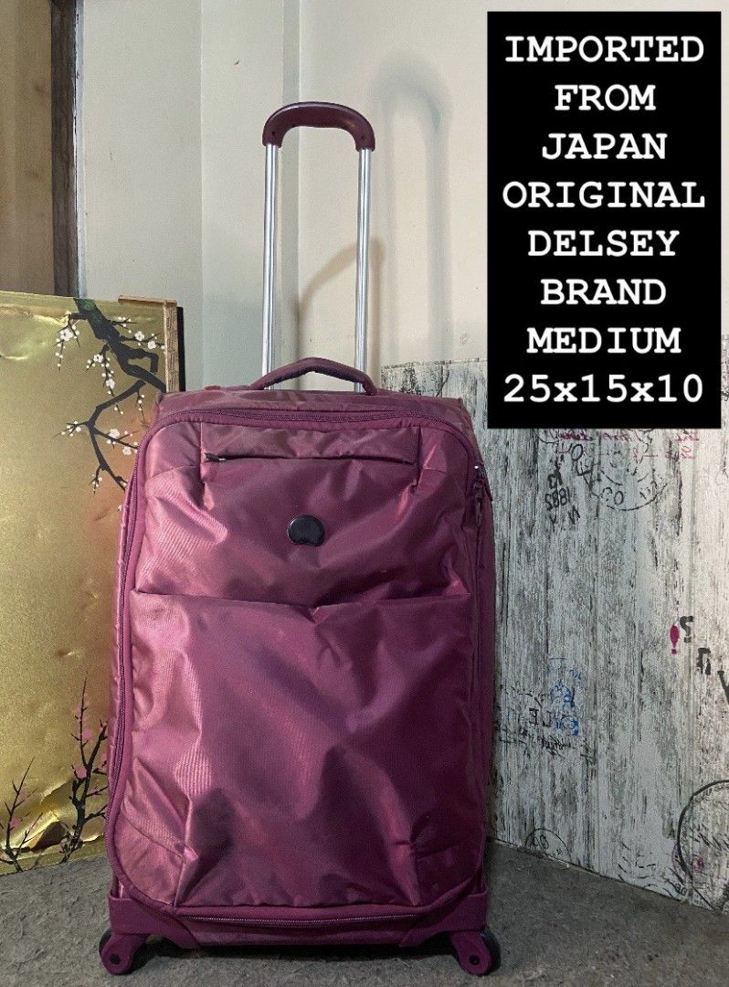 Delsey Medium Luggage Imported from Japan (Category: Luggage) located in Manila. Submitted by jzjapansurplus (Listing ID 1425371314, Image 1). Description: 🇯🇵IMPORTED FROM JAPAN ORIGINAL DELSEY BRAND MEDIUM SIZE LUGGAGE 🎯 PUSH HANDLE TROLLEY 🎯 SMOOTH 360 WHEELS ROTATION 🎯 TOP HANDLE CARRY 🎯 DURABLE CASE 🎯 WIDE SPACE CAPACITY 🎯 POLYESTER CASE 🎯 WITH PADLOCK SLOT REPLACED RUBBER WHEELS STILL IN VERY GOOD CONDITION ‼️ MININAL MARK OF USAGE 
