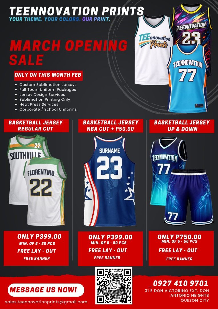 Full Sublimation Jerseys (Category: Activewear) located in Quezon City. Submitted by rombomaqui (Listing ID 1425324692, Image 1). Description: “Looking for quality sublimation jerseys? We’ve got you covered—bulk or solo orders! ✔️👕” ✅ Full Sublimation Printing – Design is dyed into the fabric (NO cracking, NO peeling, NO fading) ✅ Breathable & Lightweight Fabric – Comfortable even in intense games ✅ 100% Custom Design – Your theme, colors, name,