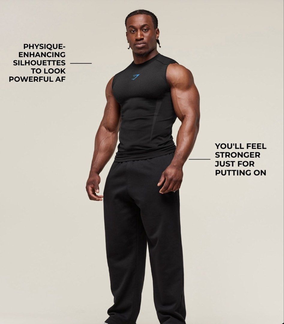 GYMSHARK ONYX V5 OG Blue Tank, Men's Fashion, Activewear on Carousell