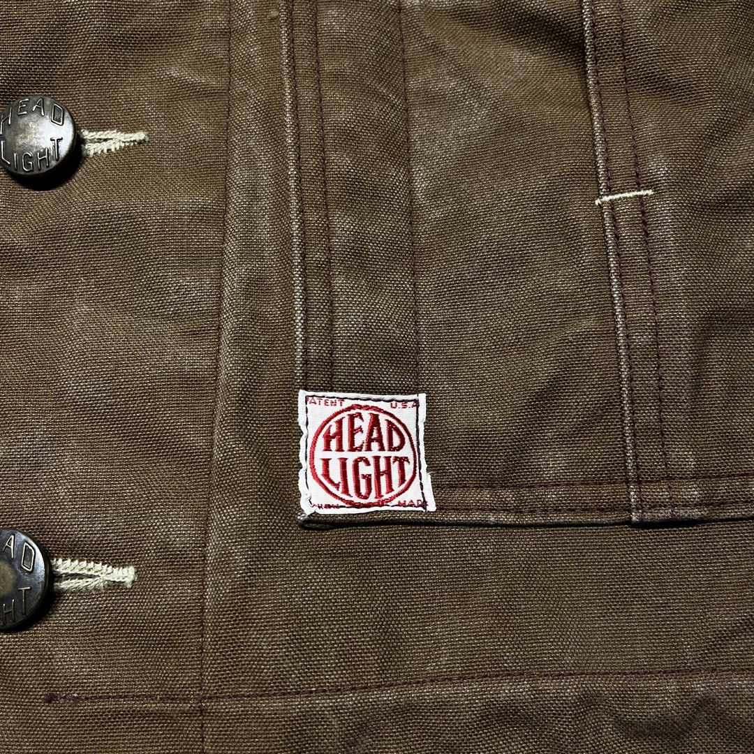 HEADLIGHT 13oz Brown Duck Work Chore Jacket (Category: Coats, Jackets and Outerwear) located in Balanga. Submitted by goodiegarments (Listing ID 1425386090, Image 3). Description: Work coat from Headlight, a heritage label by Toyo Enterprises known for high-quality vintage American workwear reproductions. • 13oz brown duck canvas • 100% cotton (one-wash) • 1930s pre-war work coat reproduction • Burgundy contrast stitching • Change buttons front •