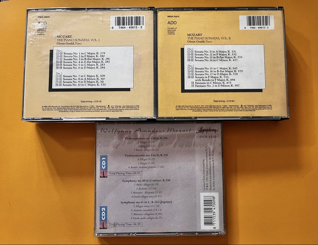 Mozart CD set of 6 discs (Category: CDs & DVDs) located in Quezon City. Submitted by junkstar2020 (Listing ID 1425261119, Image 2). Description: Piano Sonatas Violin Concerti (Please see 2nd pic for song list) Freebie Piano concerti CD .