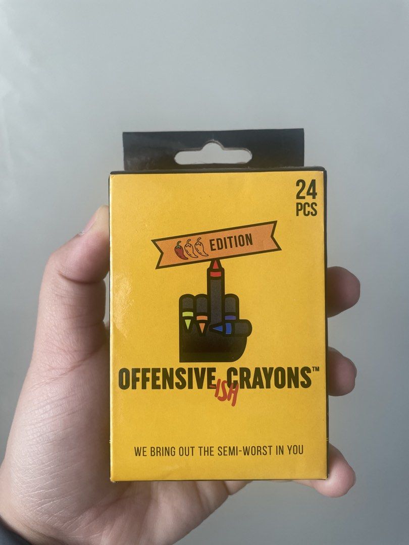 Offensive Crayons 24 PCS Edition (Category: Stationery & School Supplies) located in Manila. Submitted by threethumbsup (Listing ID 1425437835, Image 1). Description: Rfs: decluttering Fixed price and for pick up only - grand towers manila or vito cruz station Gcash or cash exact amount Box seems like its damaged the bottom but really havnt opened it. White background images from their website. Just opened it once, just to check if some pieces ar