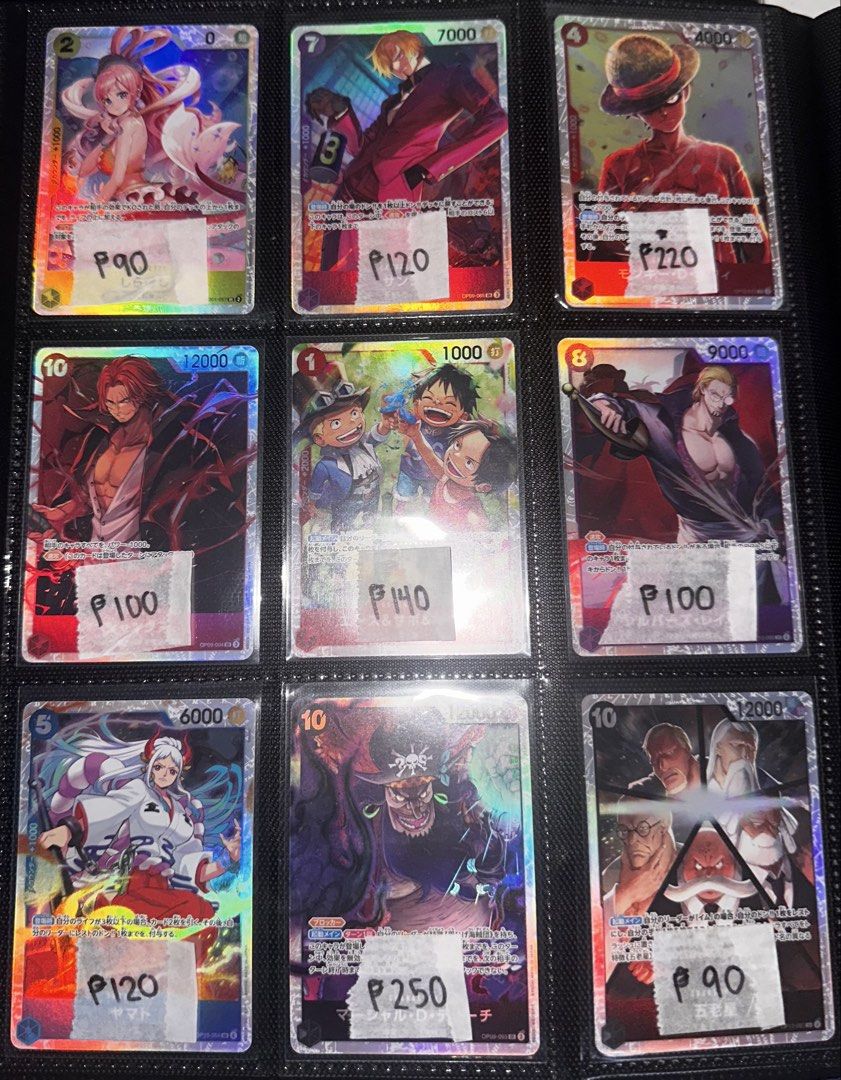 ONE PIECE TCG: PROMOS AND SRs (Category: Raw Singles) located in Quezon City. Submitted by zeus.seus (Listing ID 1425415512, Image 2). Description: ONE PIECE TCG: Promo and SR Cards 🤑 All prices are below market value! 😁 please check pictures for prices. Cards with a star ⭐️ indicate that I have 2 of them available. All cards are well taken care of and mint condition! Take all price: ₱5,500 Price for Promo Cards (All 5 Set): ₱800 Mode of Paymen