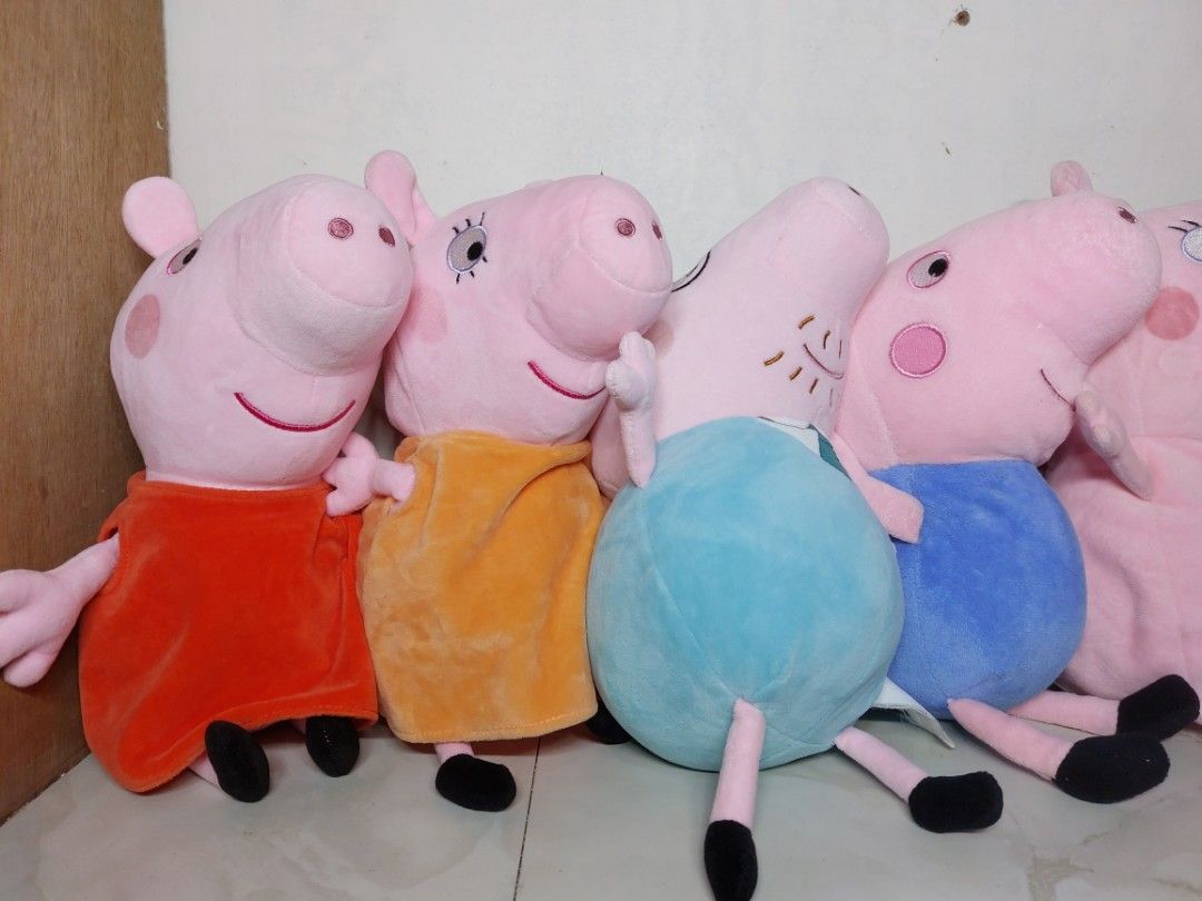 Peppa Pig Plush Toy Bundle - 8 pcs (Category: Plushies & Soft Toys) located in Mandaluyong City. Submitted by 13thsilverrabbit (Listing ID 1425384881, Image 2). Description: Collection of Peppa Pig plush toys. Includes Peppa Pig, George Pig, and Daddy Pig. Each plush toy is wearing different outfits. They are soft and cuddly, perfect for kids. Great for playtime or as a collectible item..