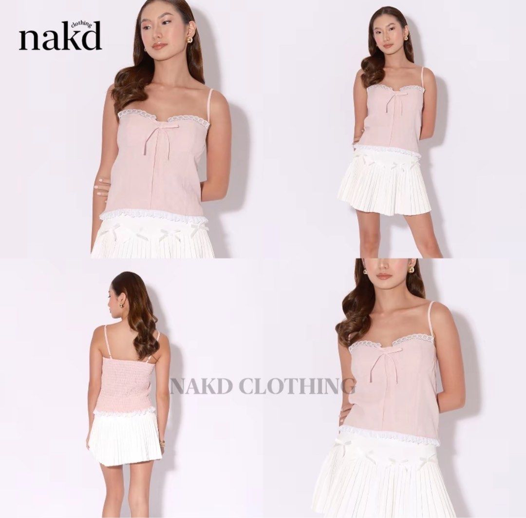 pink lace trim cami top (Category: Sleeveless) located in Quezon City. Submitted by jagermasterrr (Listing ID 1425369870, Image 2). Description: nakd clothing gianna linen top.