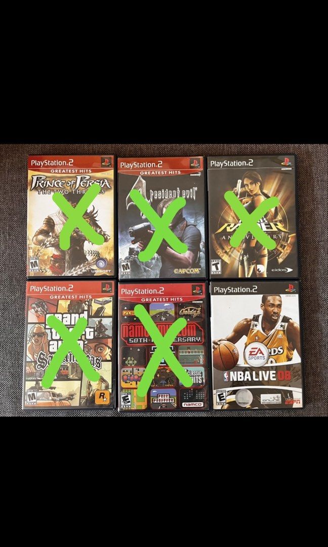 PS2 assorted games (Category: PlayStation) located in Quezon City. Submitted by junkstar2020 (Listing ID 1423617345, Image 1). Description: Original PS2 games ₱170 EACH Prince of Persia The Two Thrones Resident Evil 4 Tomb Raider Anniversary Grand Theft Auto San Andreas (freebie Empire City) NAMCO 50th Anniversary 14 games NBA Live 08.