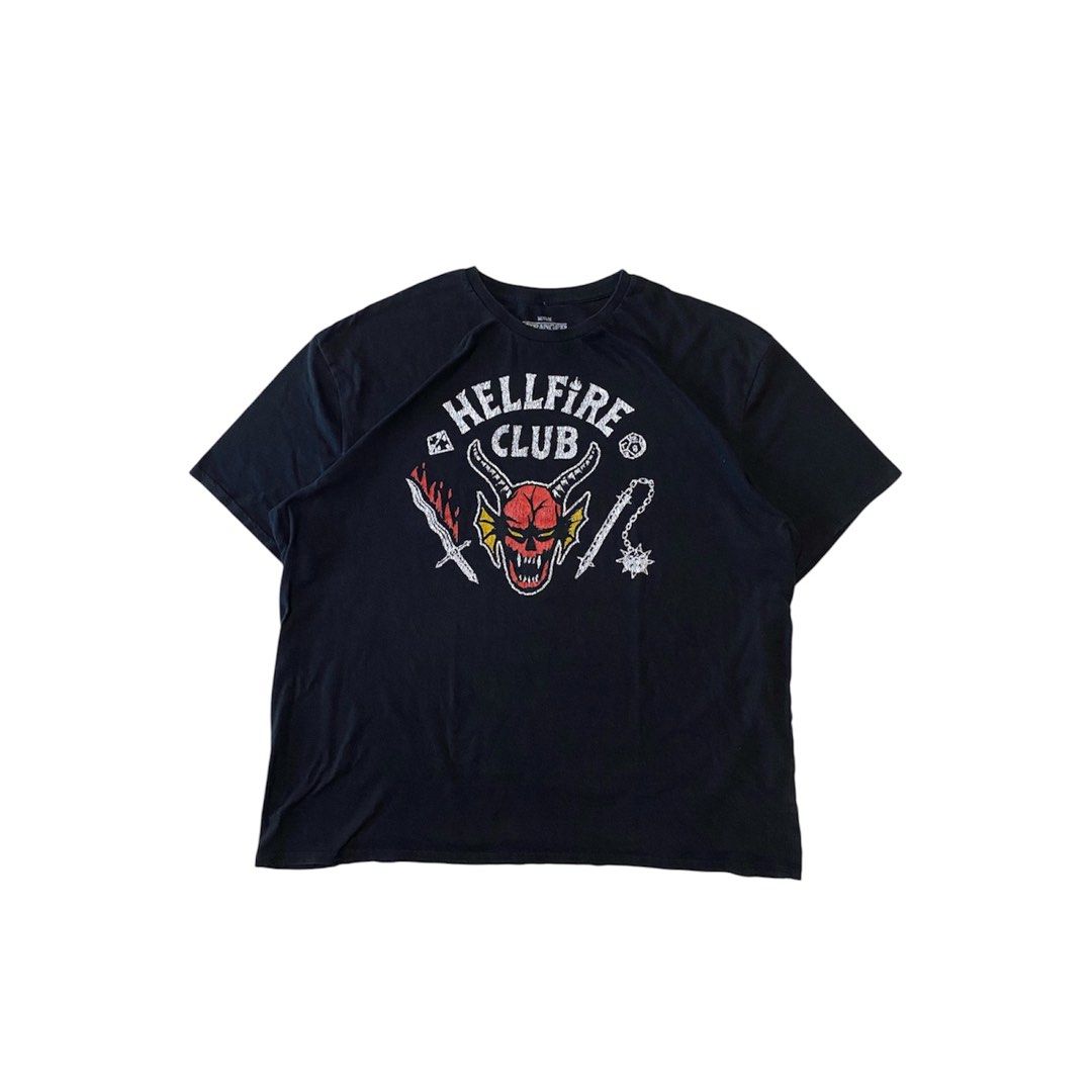 Stranger Things Hellfire Club T-shirt (Category: Tshirts & Polo Shirts ) located in Batangas. Submitted by vintage.thrndm (Listing ID 1425371517, Image 1). Description: - Best fit to: Medium-Large - W23 x L29 - Condition: 8.5/10.