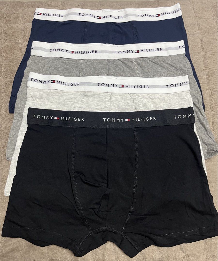 Tommy Hilfiger Boxer Briefs (Category: Underwear) located in Paranaque City. Submitted by princessann0721 (Listing ID 1425335922, Image 1). Description: Tommy Hilfiger boxer briefs available in various colors. 3 pcs per box. The waistband features the Tommy Hilfiger logo. Some are sold in packs of three. Colors include black, navy, and grey. Multiple sizes are available. These are perfect for everyday wear. Avail Sizes: Medium to XXL Reseller Pri