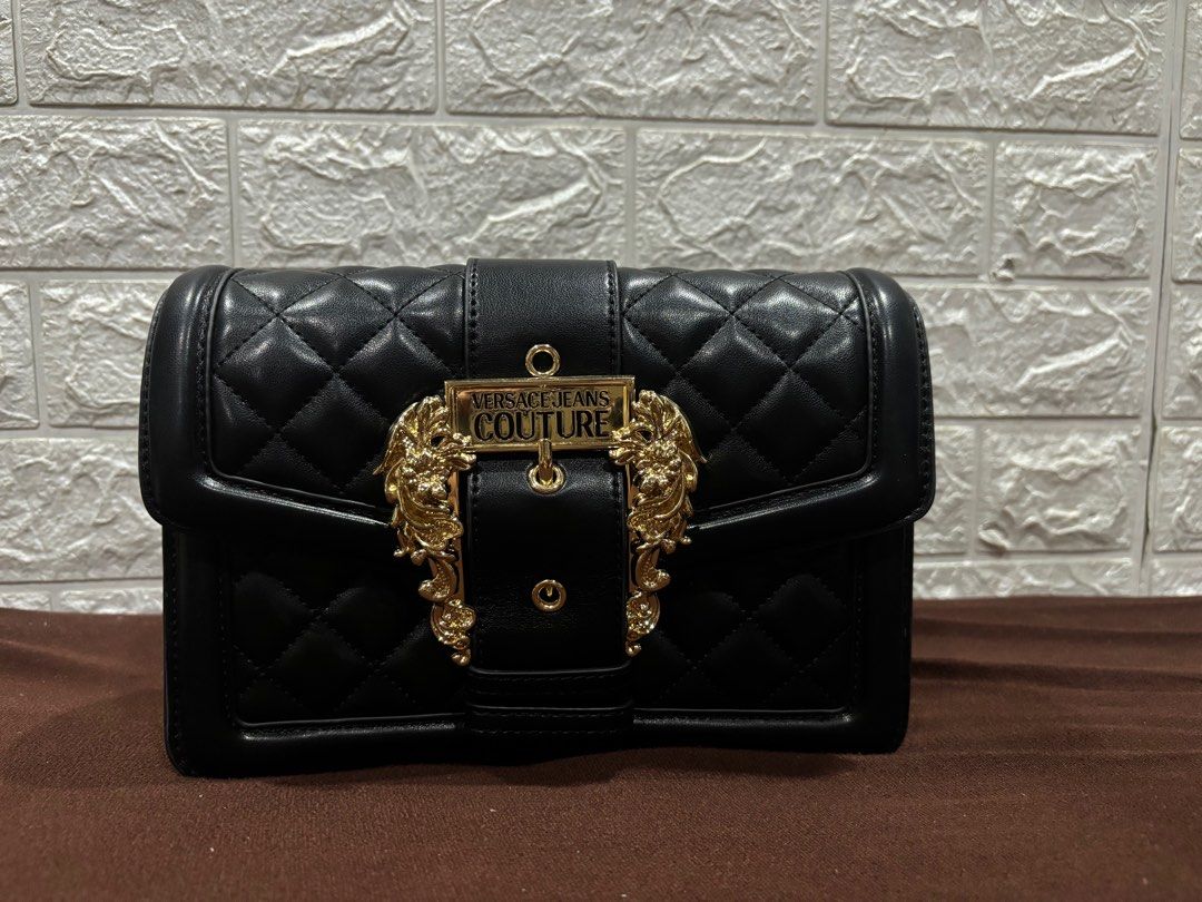 Versace Jeans Couture Quilted Bag (Category: Luxury Bags & Wallets) located in Quezon City. Submitted by allforgeorgia (Listing ID 1425301929, Image 3). Description: Like new no dust bag Can be worn two ways with extendable strap No dust bag Selling low Given as a pasalubong from Paris Cant guarantee authenticity Though versace jeans couture is a cheaper version of the versace brand Pick up Francesca tower Diliman QC.