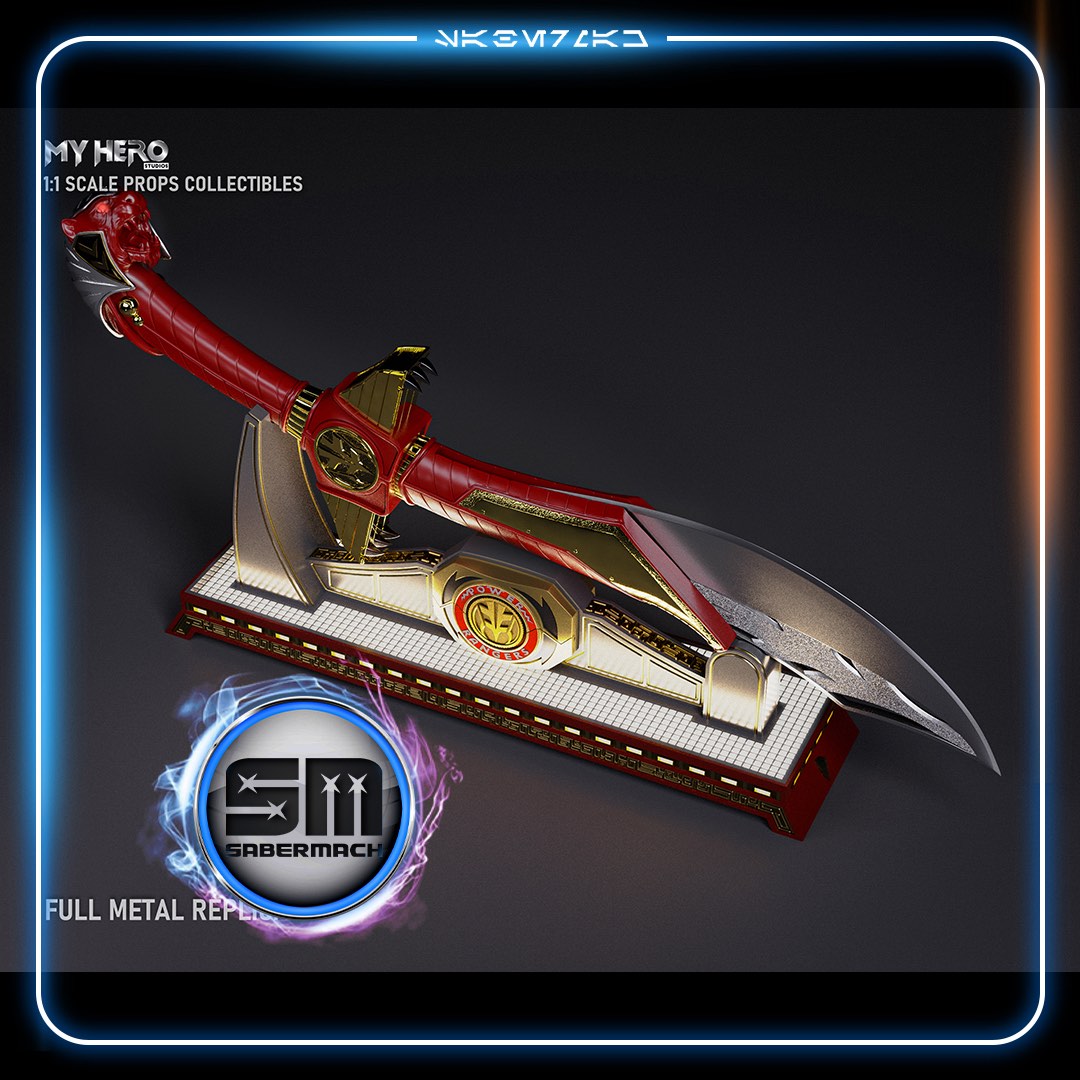 White Ranger Saba Sword (Red/Chrome Gold) 1:1 Life Size Metal Prop ...