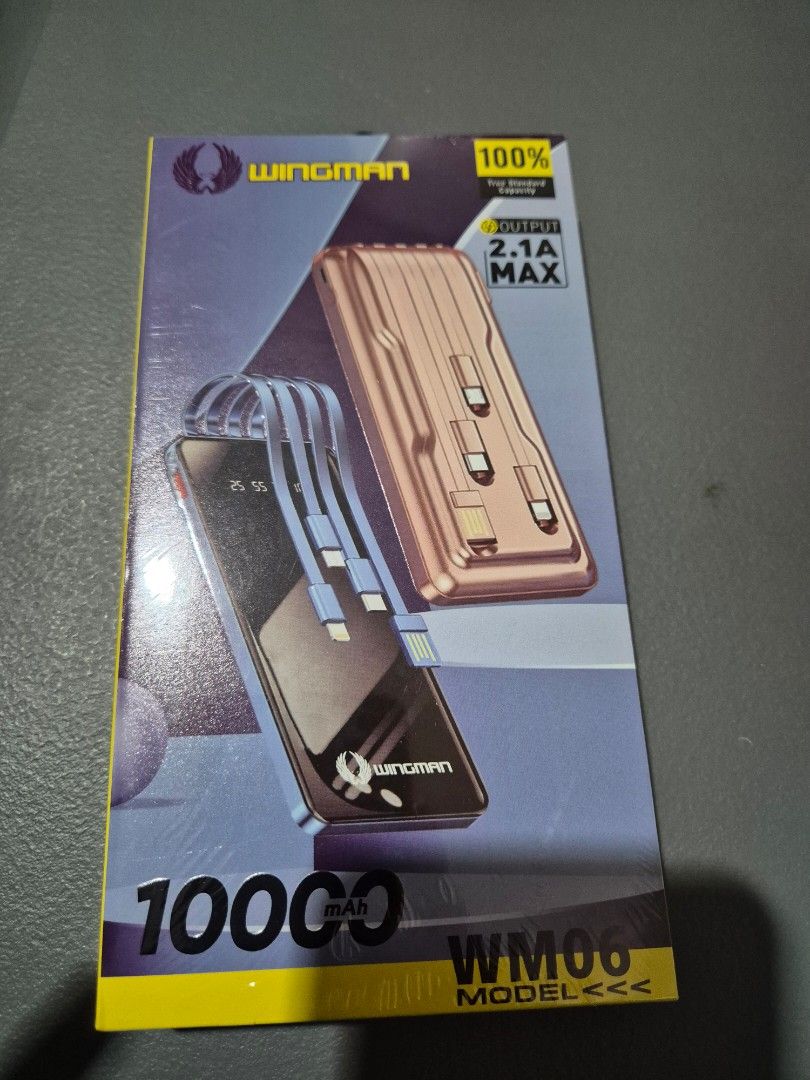 Wingman powerbank 10,000 mah (Category: Other Gadgets) located in Cabuyao City. Submitted by AR700 (Listing ID 1425254113, Image 1). Description: Sealed with plastic given as a gift rfs: not gonna use it location: las piñas .