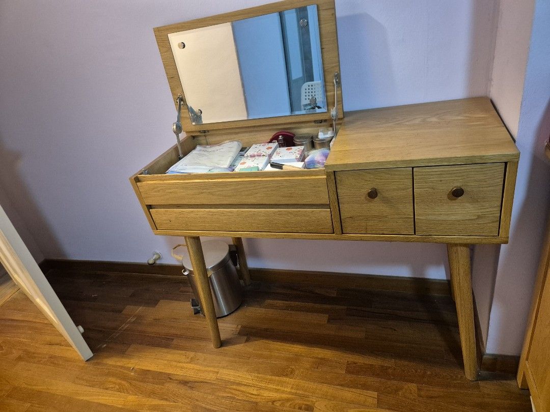 Wooden Dressing Table with Mirror, Furniture & Home Living, Furniture ...