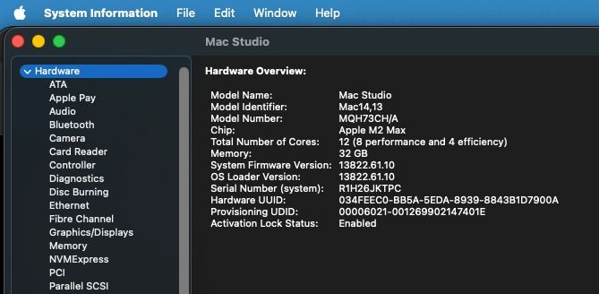 Apple Mac Studio M2 Max 2023 - 32GB RAM65672425498626113