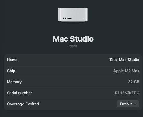 Apple Mac Studio M2 Max 2023 - 32GB RAM65672425498626112