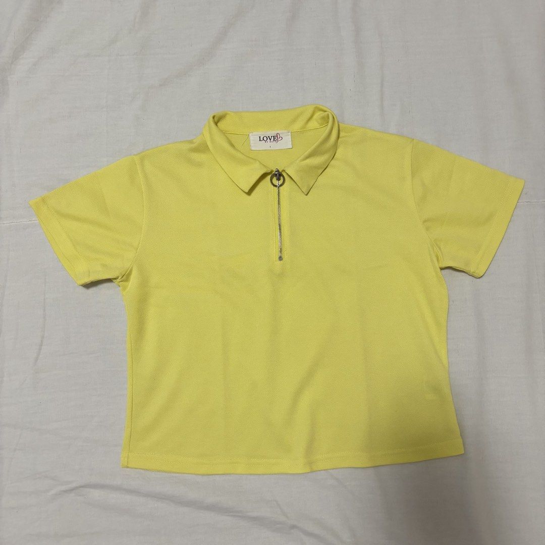 Bayo Yellow Polo Top (Category: Blouses) located in Cabuyao City. Submitted by nesse21 (Listing ID 1425548671, Image 1). Description: Love by Bayo Yellow Crop Top Size: Small Rfs: Decluttering .