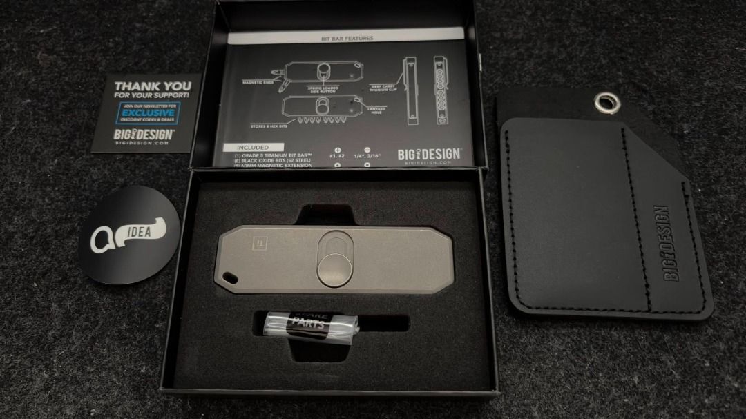 Big Idea Design Bit Bar II Titanium Screwdriver (Category: Home Improvement Tools & Accessories) located in Las Pinas. Submitted by mindlessghost (Listing ID 1425487607, Image 2). Description: Bit Bar II is a pocket-friendly EDC screwdriver made of Grade 5 Titanium. It features a sleek design with a sliding mechanism. The box is included. It is a compact and durable tool designed for everyday carry..