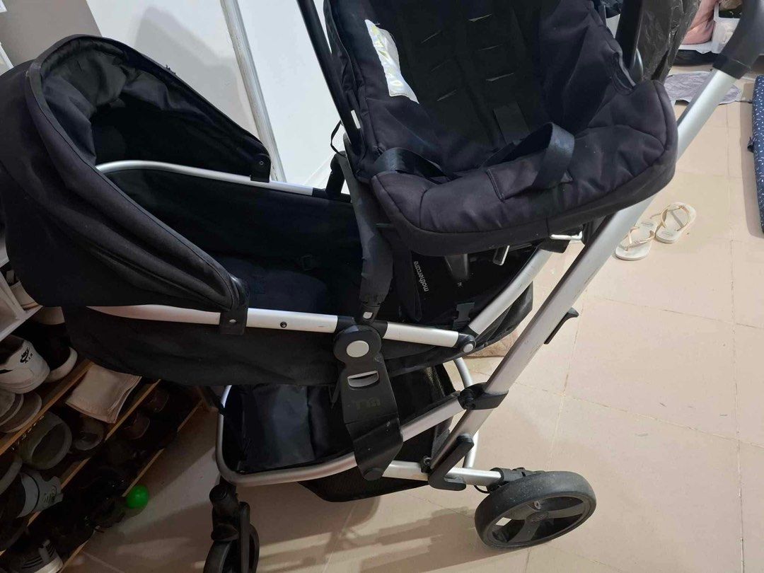 Black Stroller with Infant Car Seat (Category: Strollers) located in Pasay City. Submitted by safegem.3c1d89 (Listing ID 1425465271, Image 2). Description: Mother Care Stroller with Car Seat.