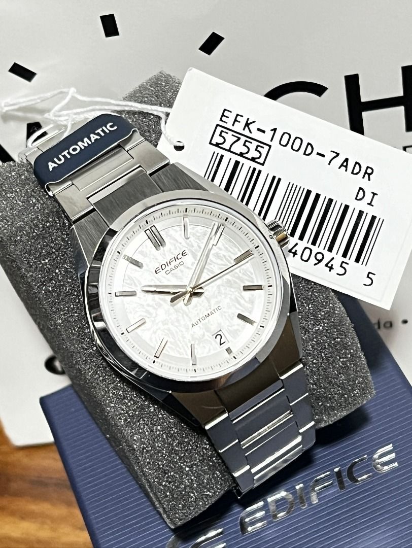 Casio Edifice Forged Carbon Automatic EFK100D-2A EFK100D-31 EFK100D-7A (Category: Men's Watches) located in Makati City. Submitted by watchcenterph (Listing ID 1425480401, Image 2). Description: Casio’s First Automatic Watch Edifice Forged Carbon EFK100D-2A Blue EFK100D-3A Green EFK100D-7A White P15,000 Cash P15,750 Credit Card Forged Carbon Material • 10 bar water resistance • Date display • Hacking function (seconds hand) Mechanical Movement • 